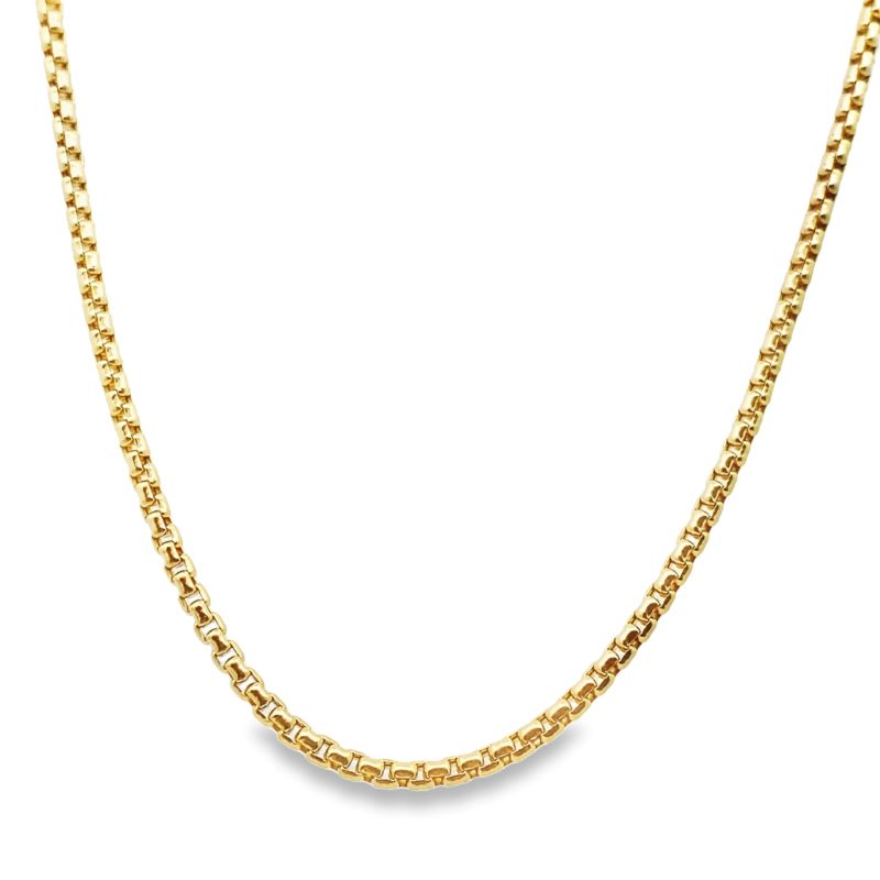 2.5mm Rounded Box Hollow Chain, 14kt Yellow