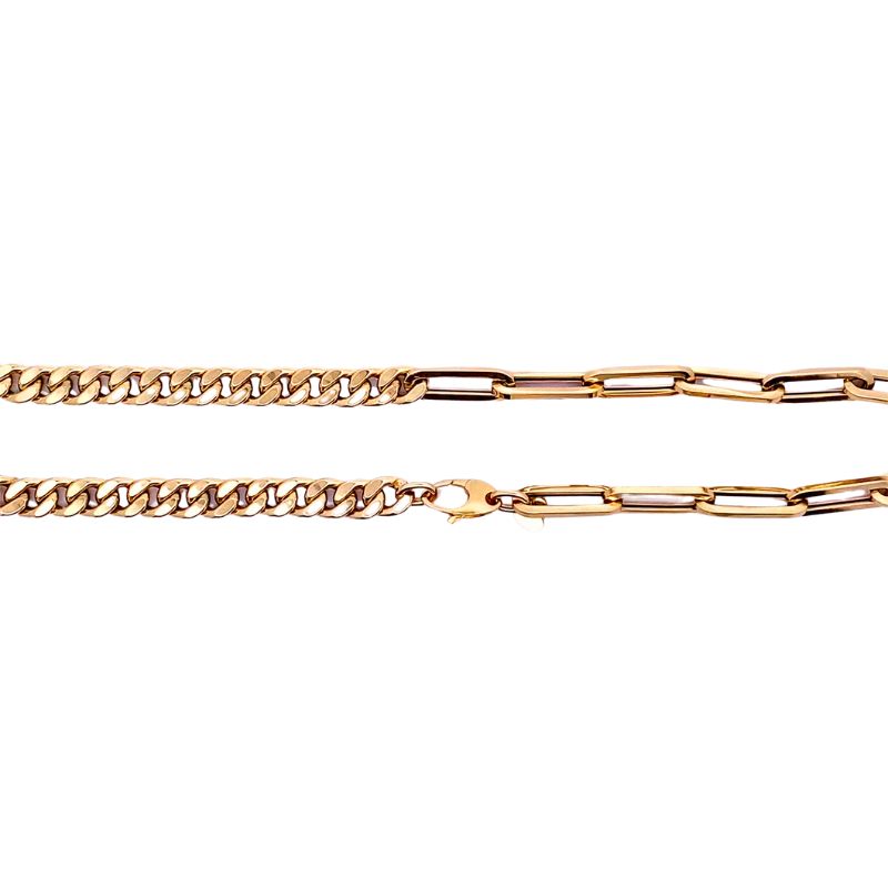 14kt Half & Half Cuban Paperclip Chain, 17~22