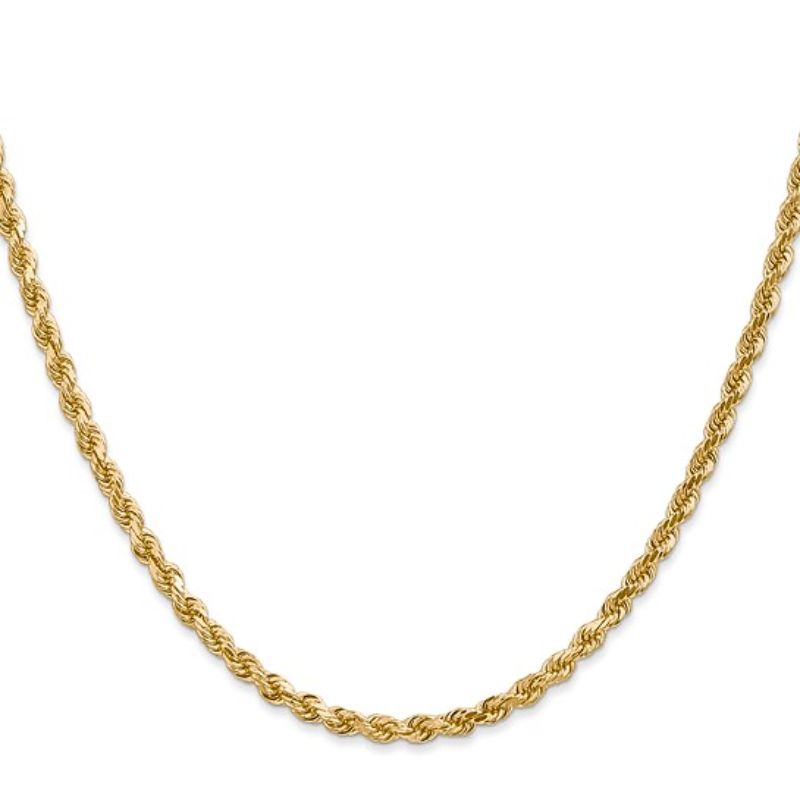 3.0mm Solid Diamond Cut Rope Chain 22~22 Long, 14kt