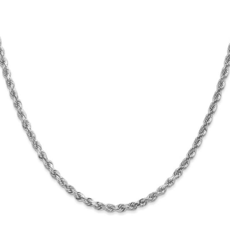 3.0mm Solid Diamond Cut Rope Chain 22 inch Long, 14kt