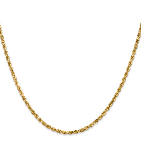 2.25mm Solid Diamond Cut Rope Chain, 14kt