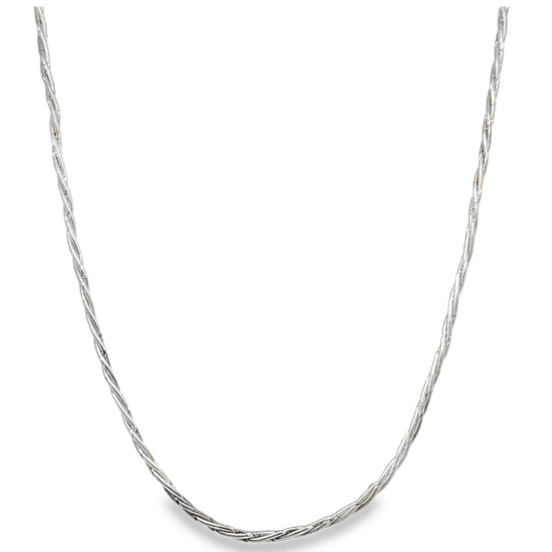 2.0mm Braided Snake Chain, 14kt White