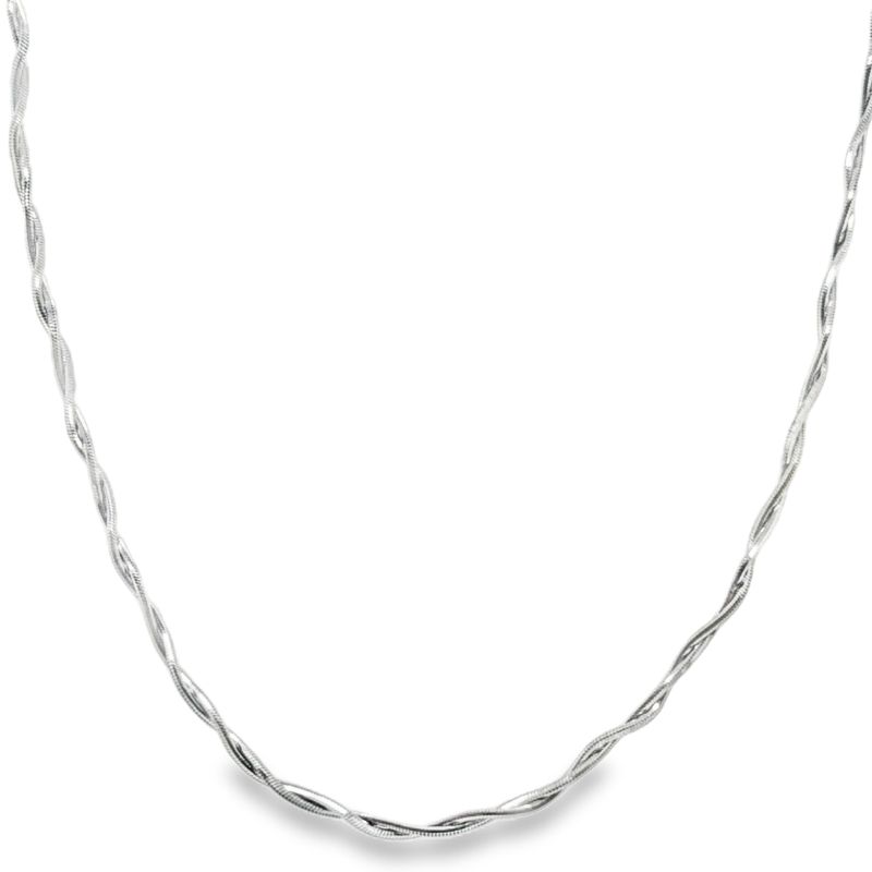 1.7mm Braided Snake Chain, 14kt White Gold