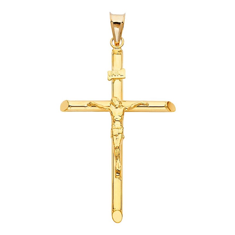Large Simple Crusifix, 14kt Yellow Gold