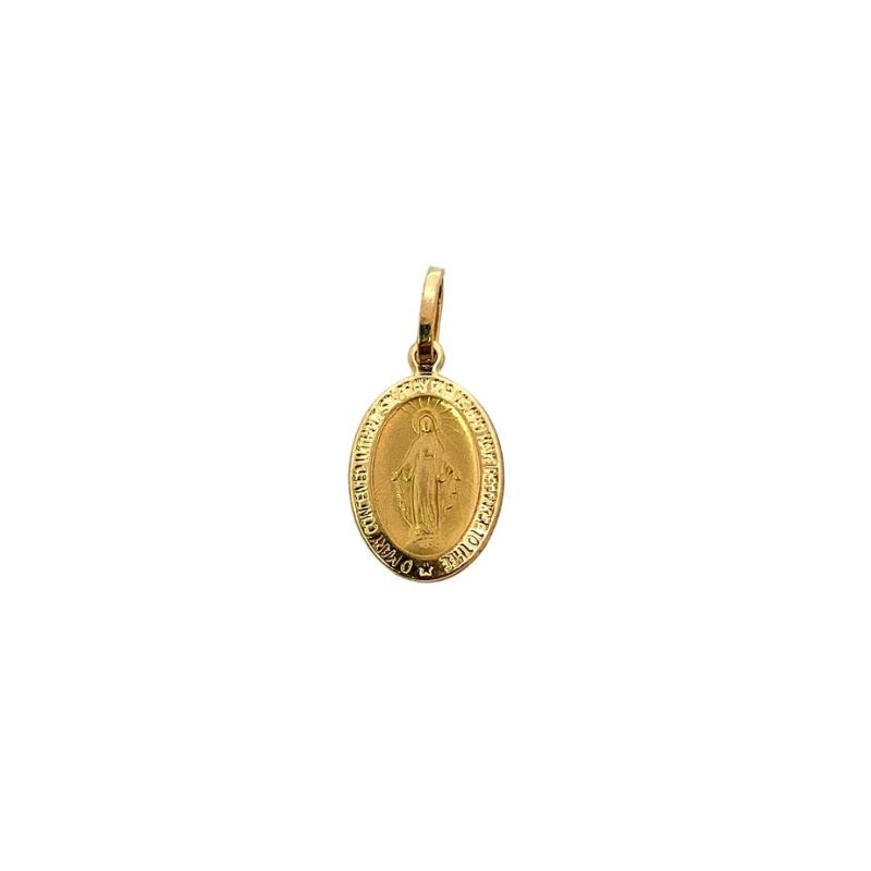 Petite Miraculous Medal, 14kt Yellow Gold