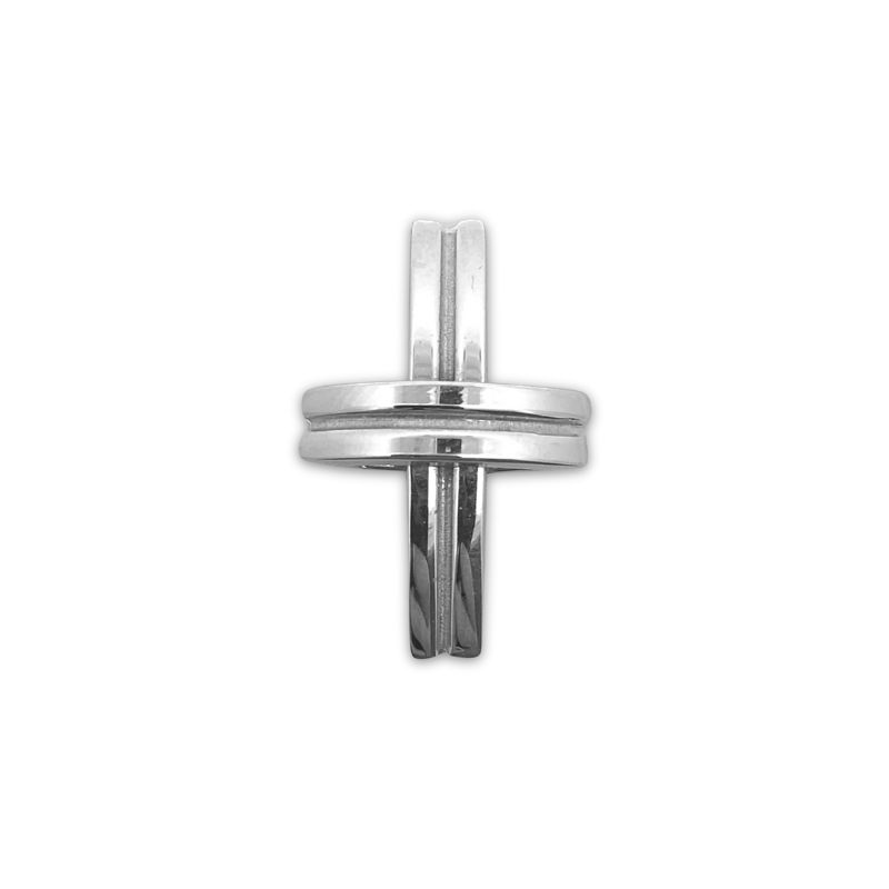 Grooved/Linked Modern Cross, 18kt White