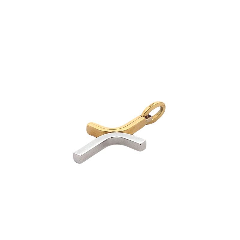Modern Mid-size Polished Two-Tone Cross, 18kt - Image 2