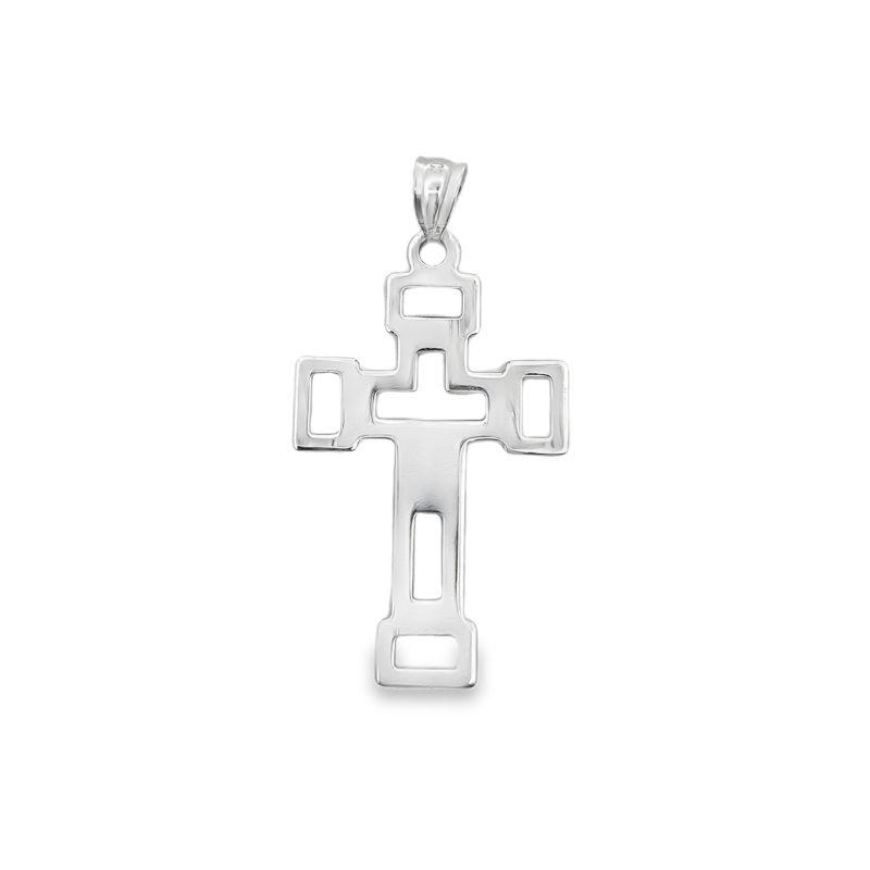 Open Design Cross Pendant, 14kt White Gold