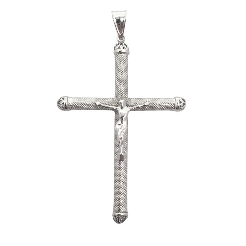 Extra Large Textured Crucifix, 14kt White
