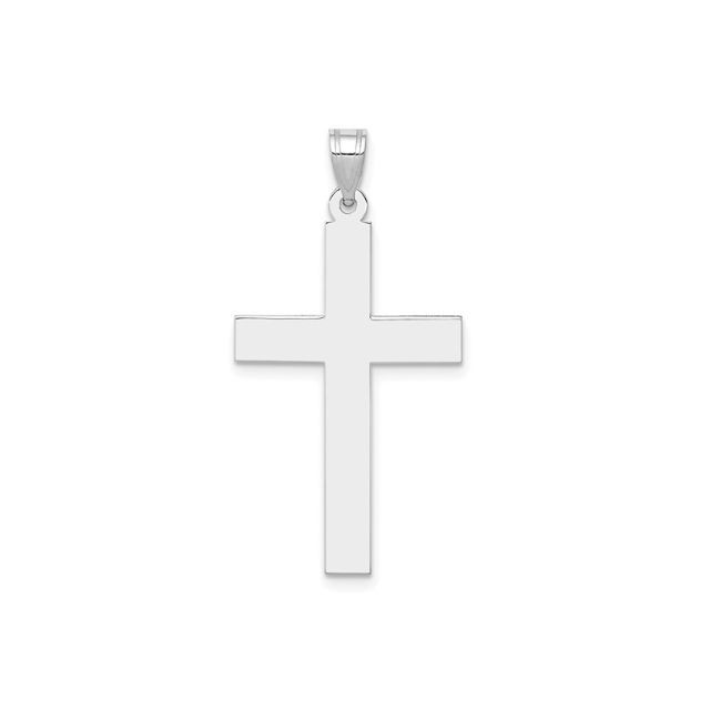 Polished, Square Edge Mid-Size Cross, 14kt White Gold