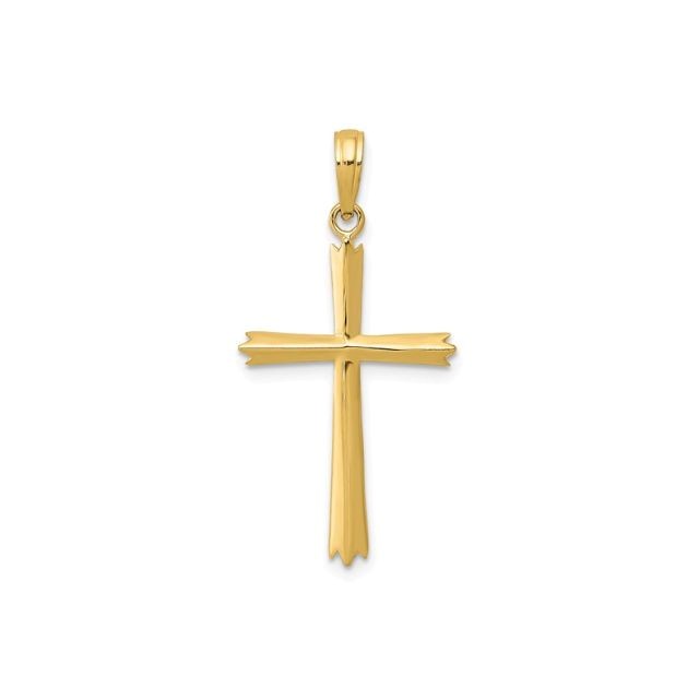 Thin Convexed Cross, 14kt Yellow Gold