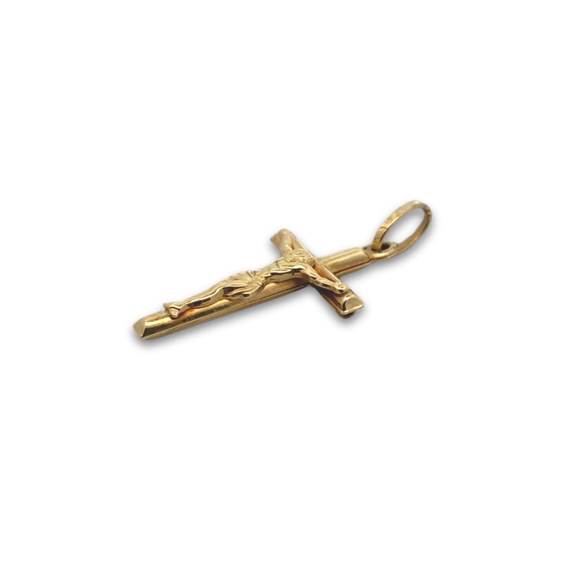 Small Hollow Crucifix, 10kt Yellow - Image 2