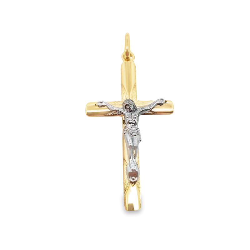 Large Two Toned Crucifix, 14kt