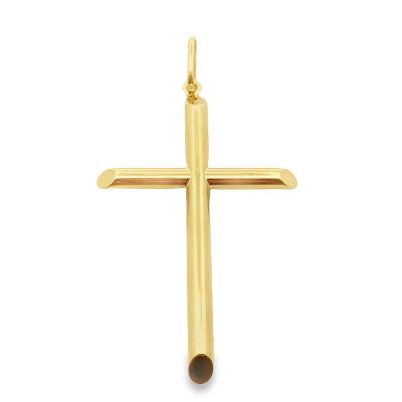 Large Tube Cross, 14kt Yellow