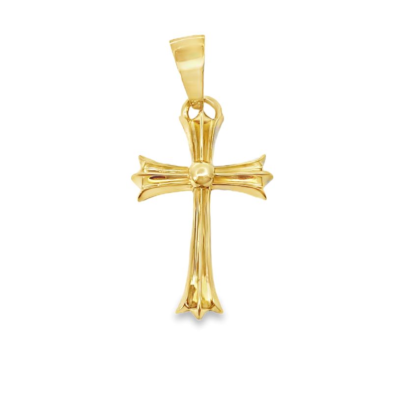 Custom Deep Grooved Cross, 14kt Yellow Gold