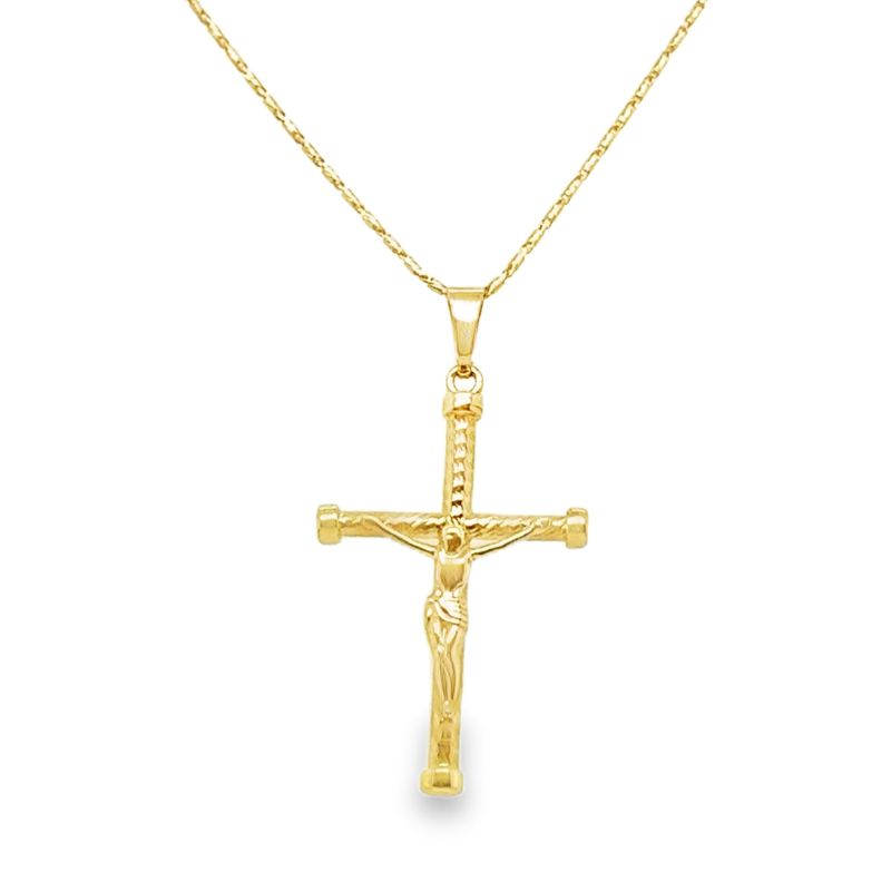 Textured Diamond Cut Crucifix Pendant, 14kt Yellow Gold
