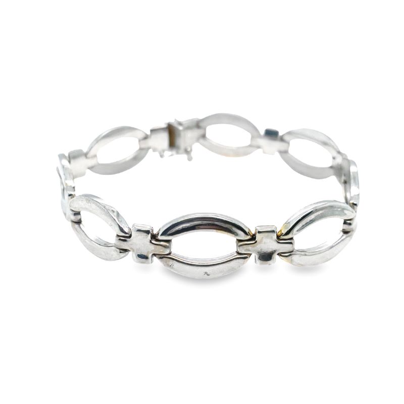 Oval Open Link Bracelet, 14kt White Gold