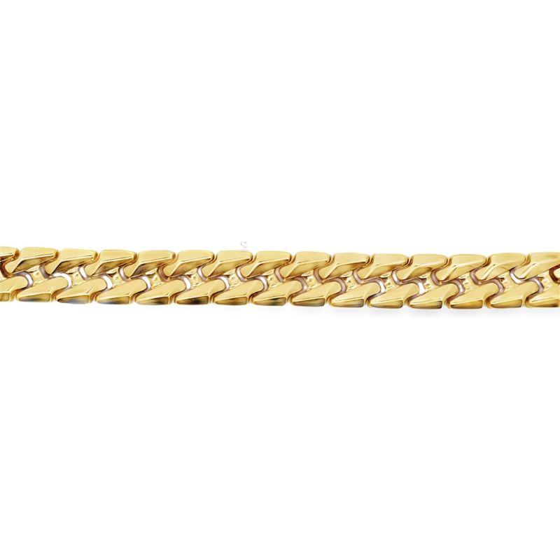 10.4mm Hollow Double Pyramid Link Bracelet, 14kt Yellow Gold - Image 2
