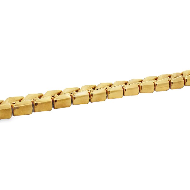 10.4mm Hollow Double Pyramid Link Bracelet, 14kt Yellow Gold - Image 3