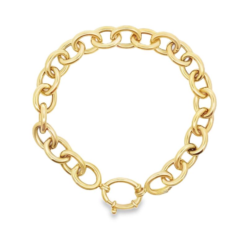 9.5mm Hollow Oval Link Bracelet, 8~22, 14kt Yellow Gold