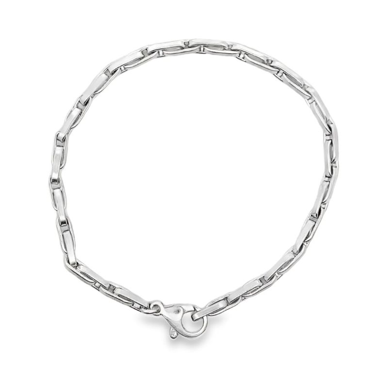 14kt Handmade Solid Oval Link Gents Bracelet, 8~22