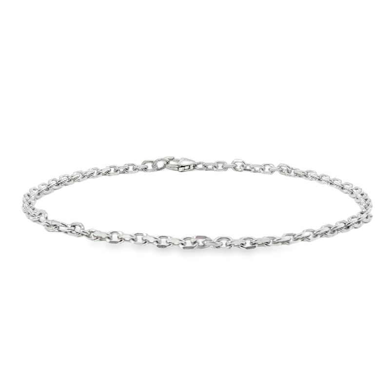 2.5mm Diamond Cut Cable Bracelet, 14kt White