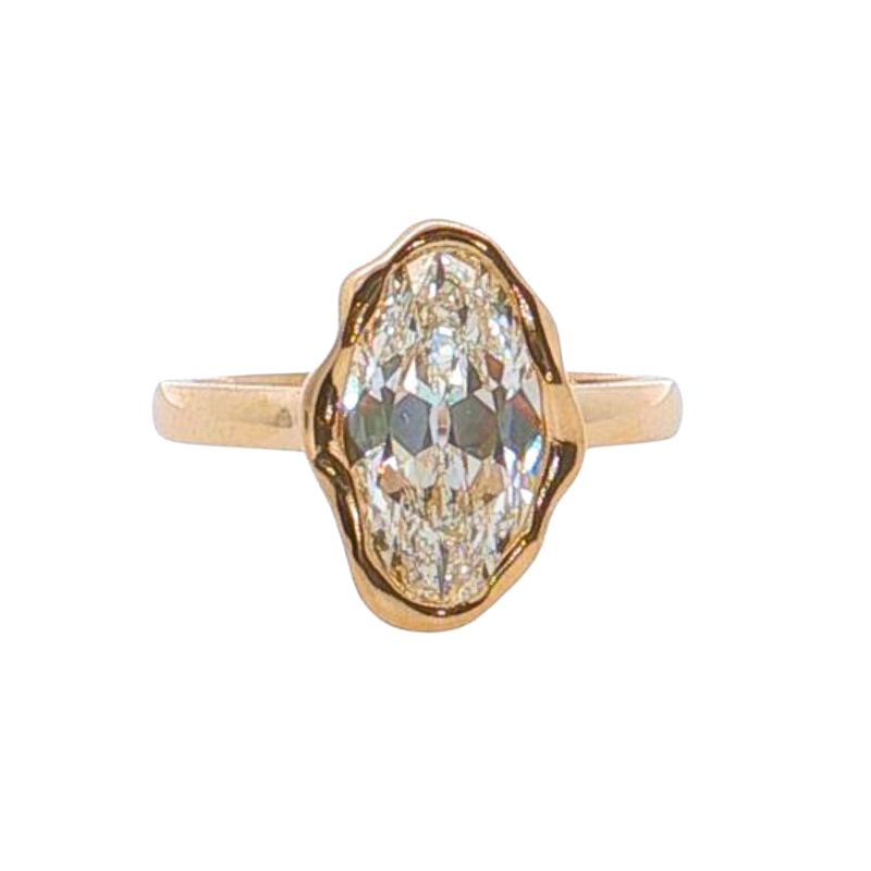 Dalli Melted Bezel 2.50ct Moval Diamond Engagement Ring, 14kt Yellow