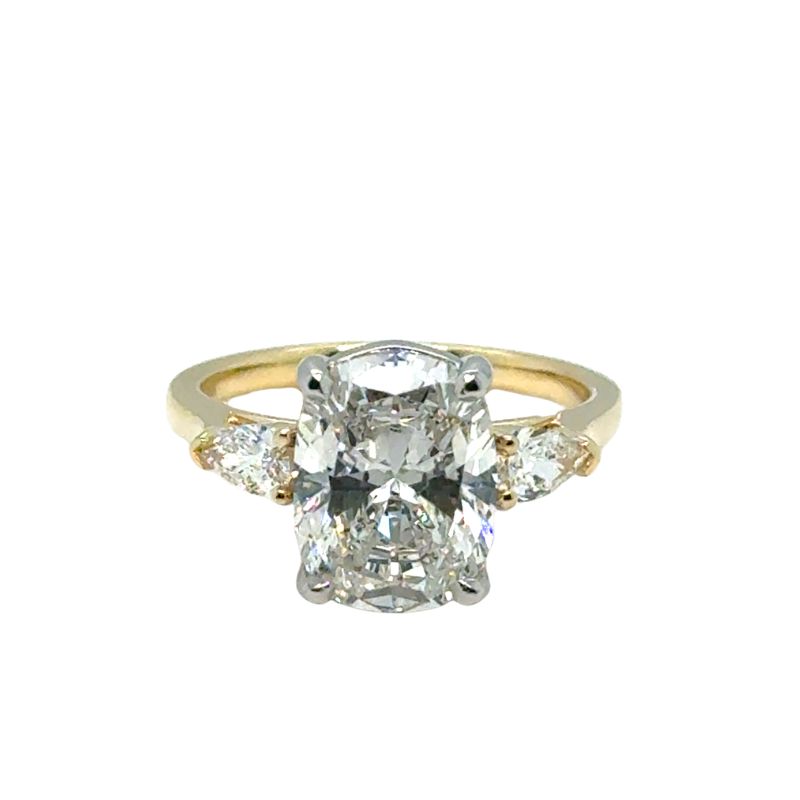 3.5ct Cushion 3 Stone Ring, Platnium Head