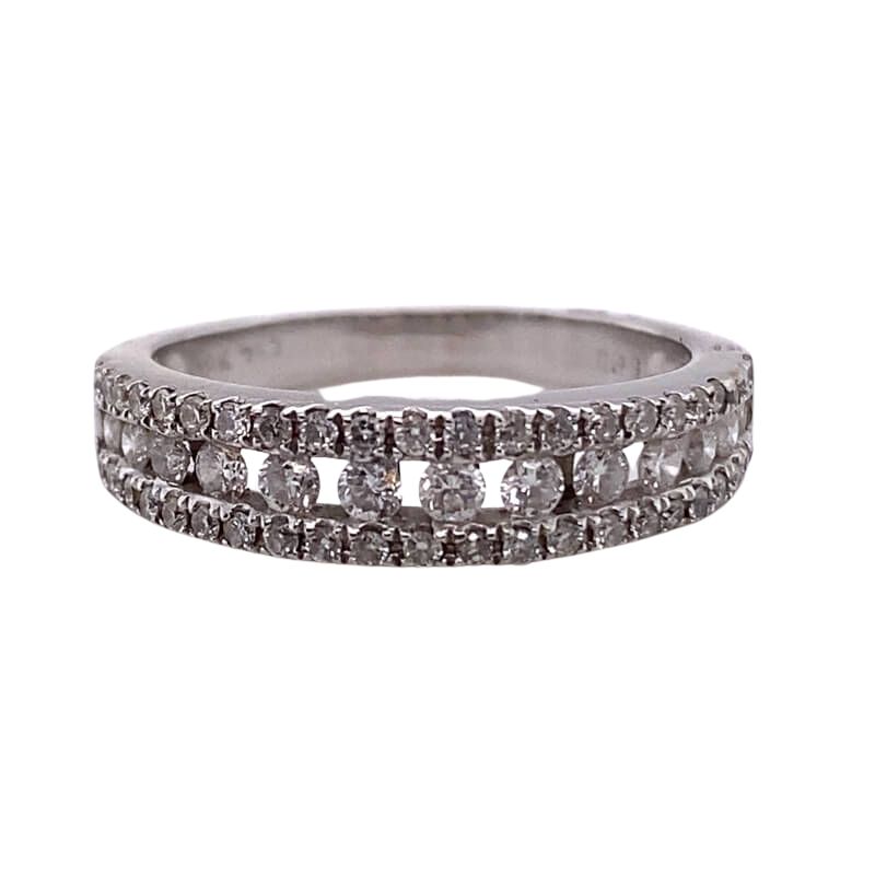 Three Row Diamond Band 18kt white gold