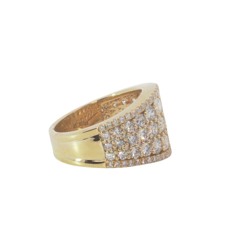 3.30ctw Wide 3 Row Diamond Band, 14kt Yellow - Image 3