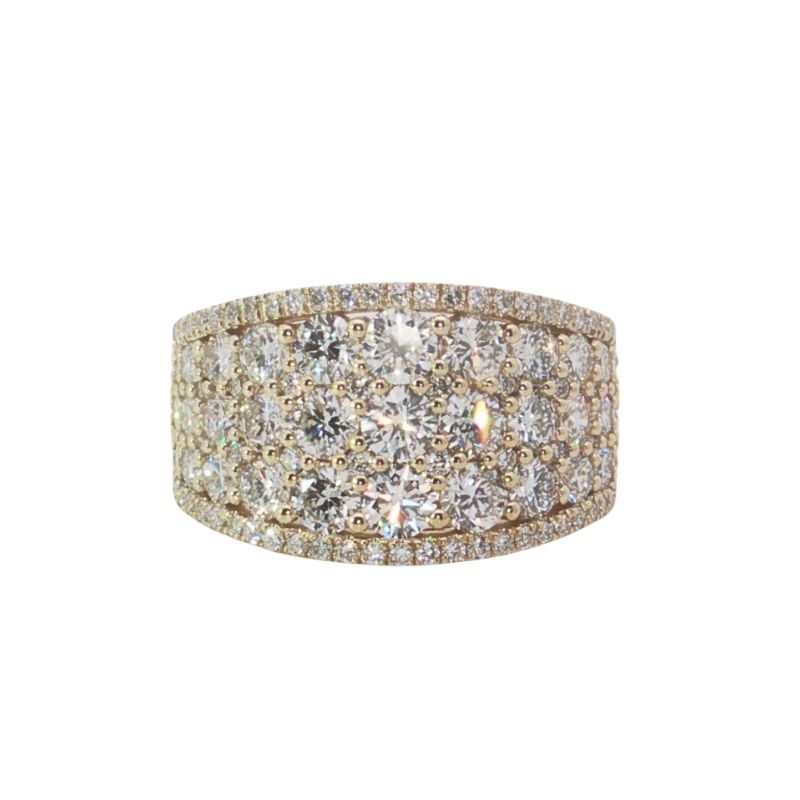 3.30ctw Wide 3 Row Diamond Band, 14kt Yellow