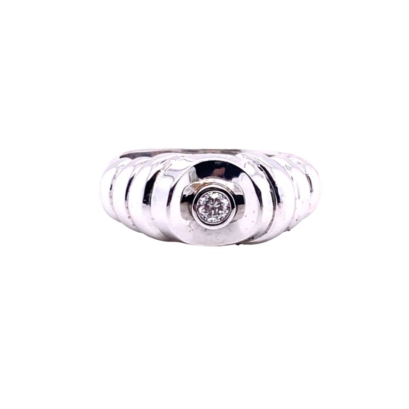 Bezel Set Diamond Gents Ring, Indented Dome Groove Style - Image 2