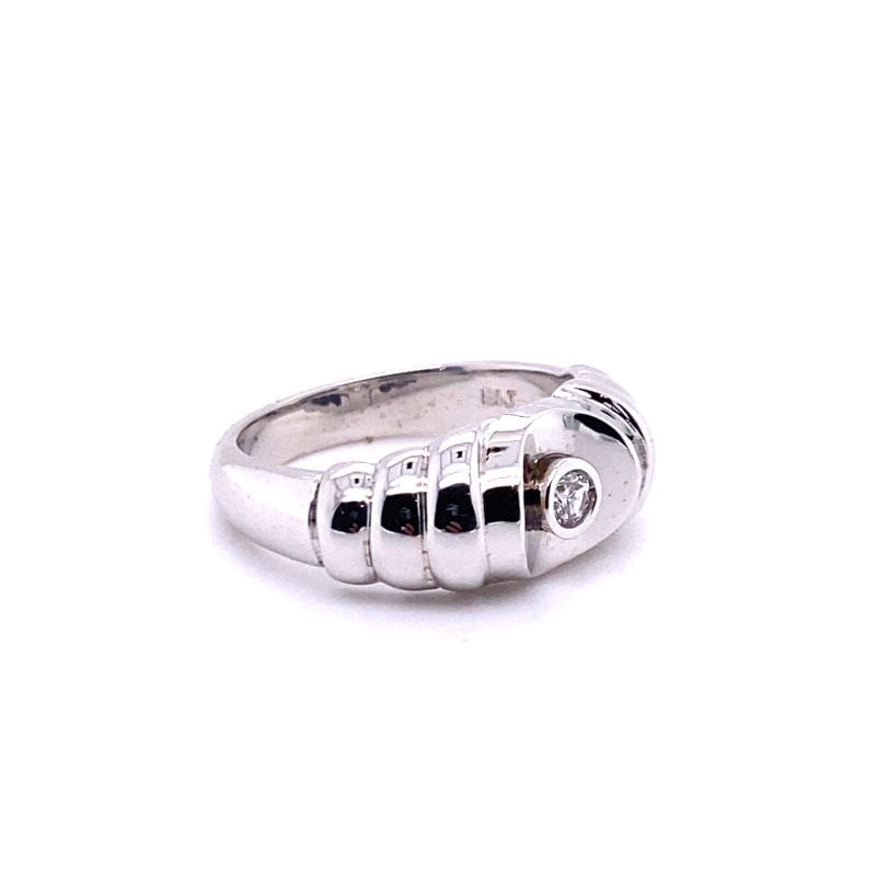 Bezel Set Diamond Gents Ring, Indented Dome Groove Style