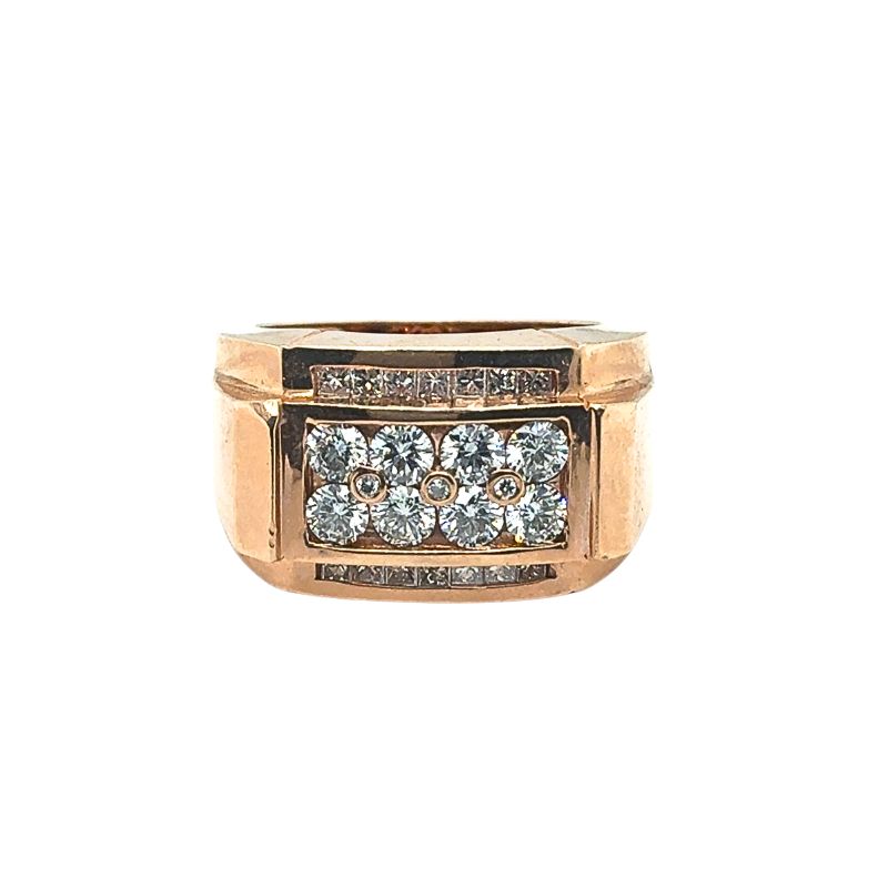 Wide 2.25ctw Rose Gold Gents Ring, 14kt
