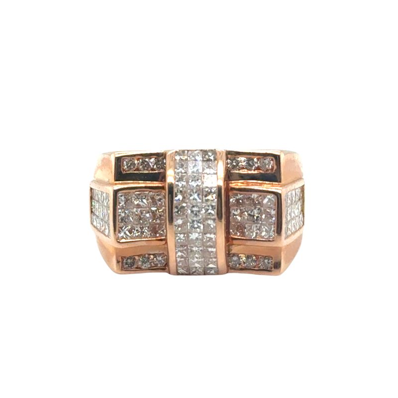 2.00ctw Invisible Set Gents RIng, 14kt Rose