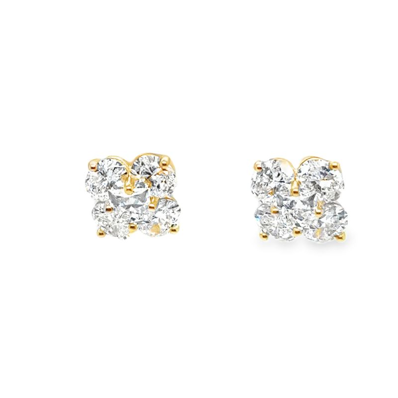 3.50ctw Flower Open Pedal Diamond Earrings, Lab Gown