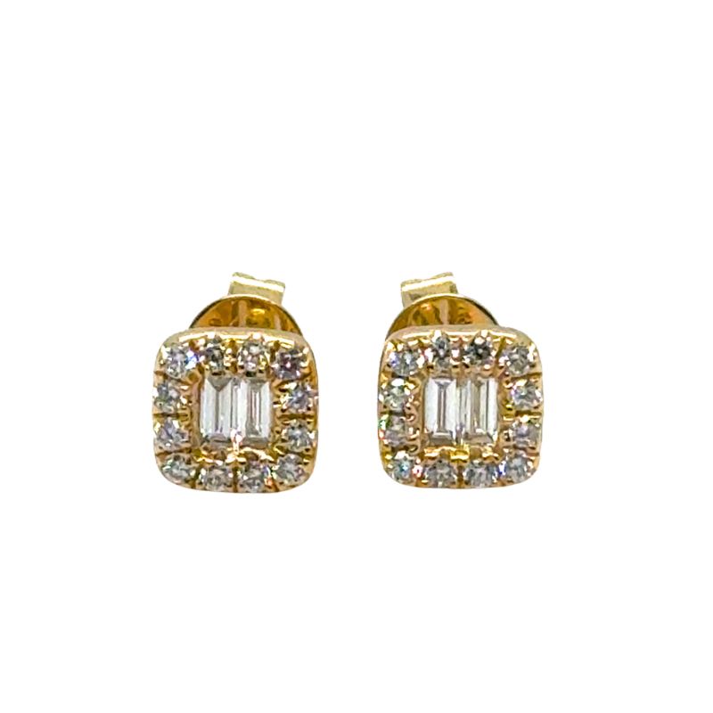 0.33ctw Cushion Halo Diamond Earrings, 14kt Yellow