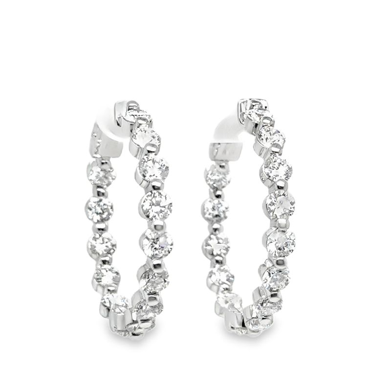 6.00ct Inside Out Single Prong Diamond Hoops, 14kt