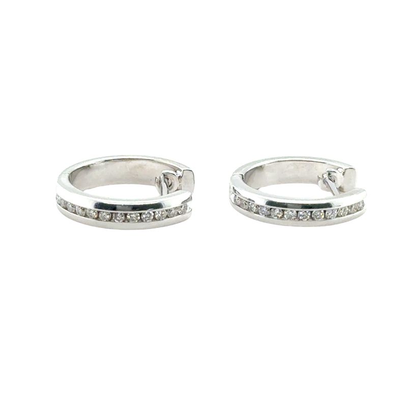 0.25ctw Channel Set Diamond Huggies, 14kt White