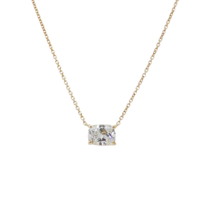 Timeless 1.00ct Elongated Cushion Solitare Pendant On Chain, 14kt Yellow