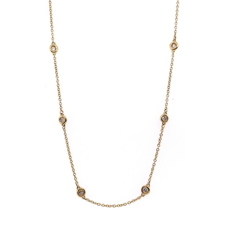 Diamond Bezel Station Necklace, 0.40ctw