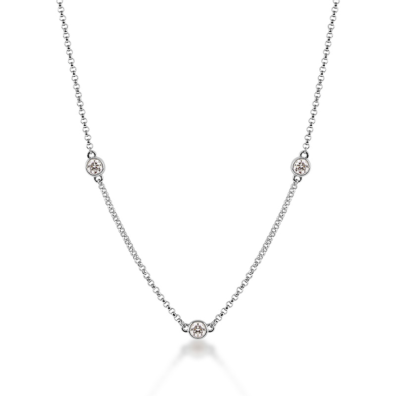 Diamond Bezel Station Necklace, 0.75ctw