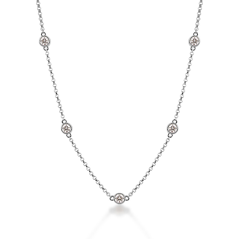 Diamond Bezel Station Necklace, 1.00ctw