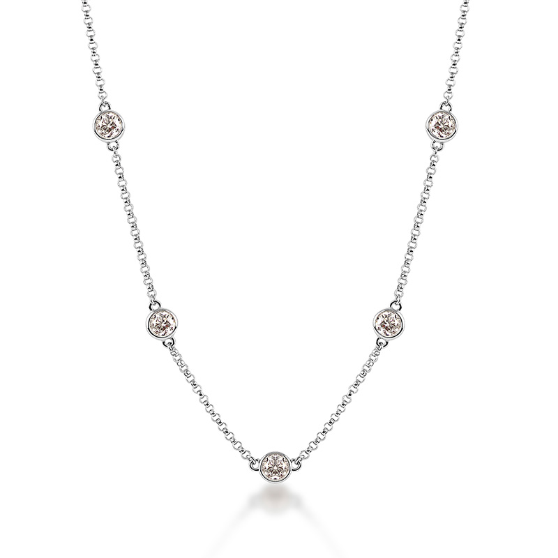 Diamond Bezel Station Necklace, 1.50ctw