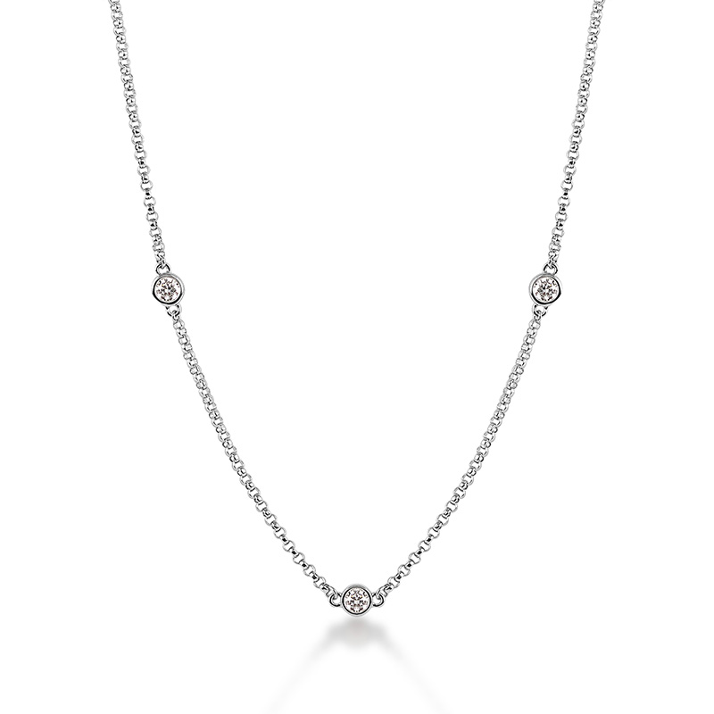 Diamond Bezel Station Necklace, 0.50ctw