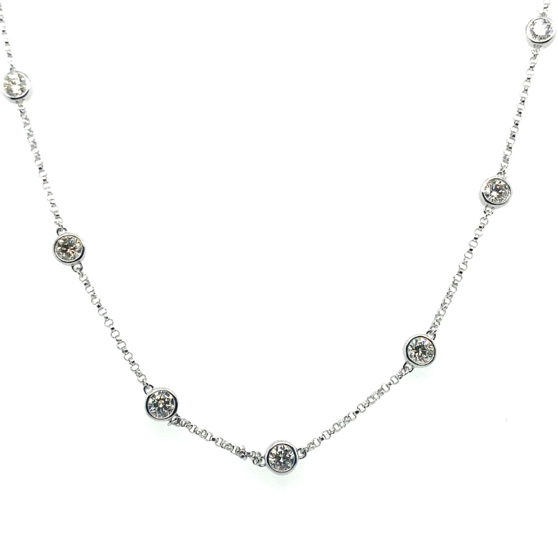 Dianond Bezel Station  Necklace, 2ct