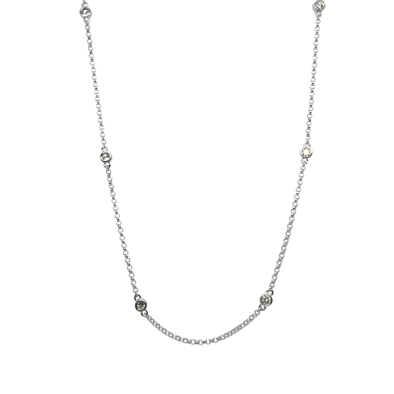 Diamond Bezel Station Necklace, 1/3ct