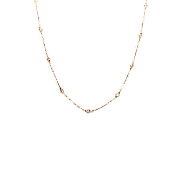 .40ctw Diamond Bezel Station Necklace, 14kt Yellow Gold