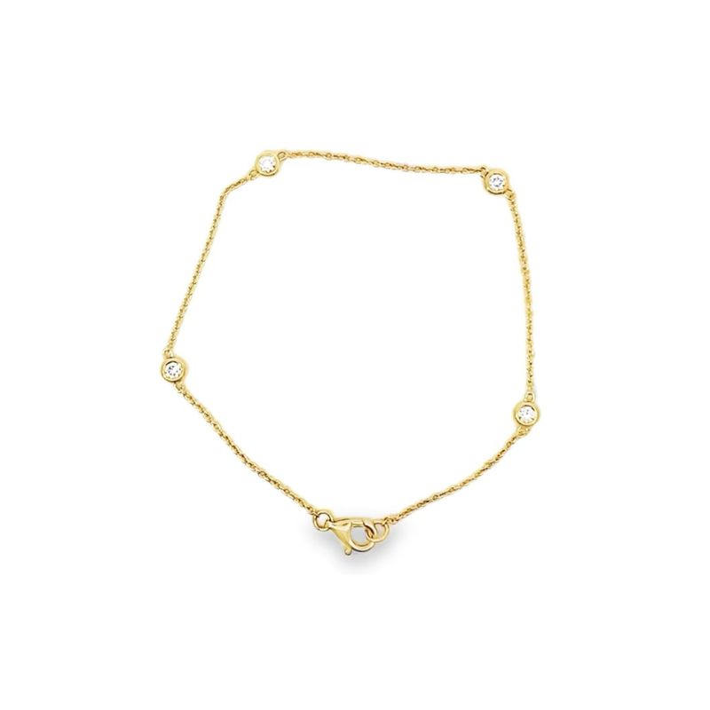 1/5ct Diamond Bezel Station Bracelet, 14kt Yellow