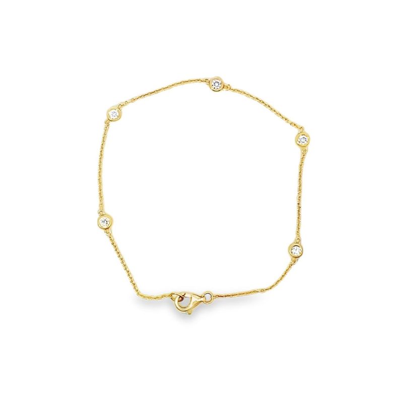 1/4ctw Diamonds Bezel Station Bracelet, 14kt Yellow